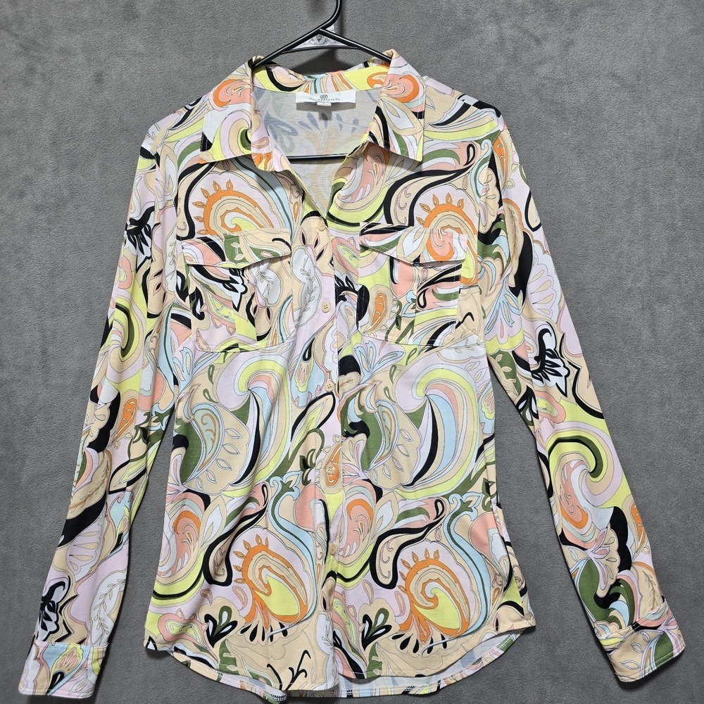 Jean-Pierre Klifa Paris‎ Shirt Funky Paisley 70s Vibe 3/4 Sleeve/ Long Size L